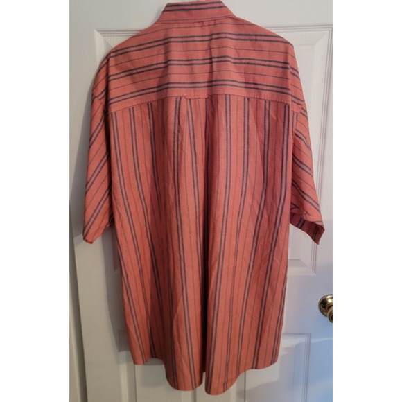 Vintage Eddie Bauer Rufton Stripe Men's Salmon Stripes Short-Sleeve Shirt XXL - Picture 10 of 10